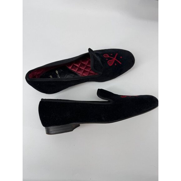 Mens Club Created Hand Made England Black Velvet Quilted Lining Slipper Shoes 8 - Picture 2 of 4